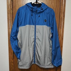 Men's O'Neill Blue Water Resistant Windbreaker Jacket with Pockets, Size…